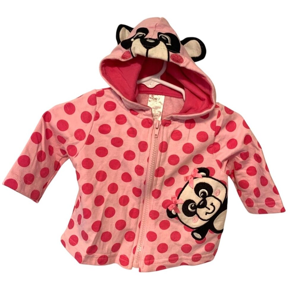 Baby Essentials Girls Infant Baby Sz 3 6 months Pink Polka Dot Full Zip Hoodie S